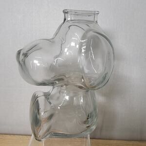 VINTAGE Anchor Hocking Glass 6" Snoopy Piggy Bank